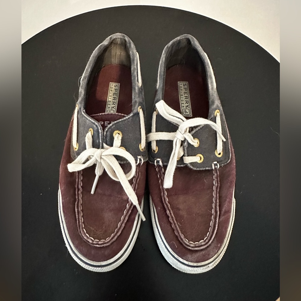 Sperry Maroon and Blue Flats